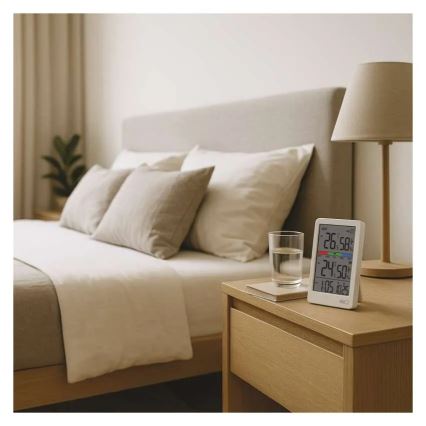 Ψηφιακό θερμόμετρο με υγρόμετρο 2xAAA λευκό