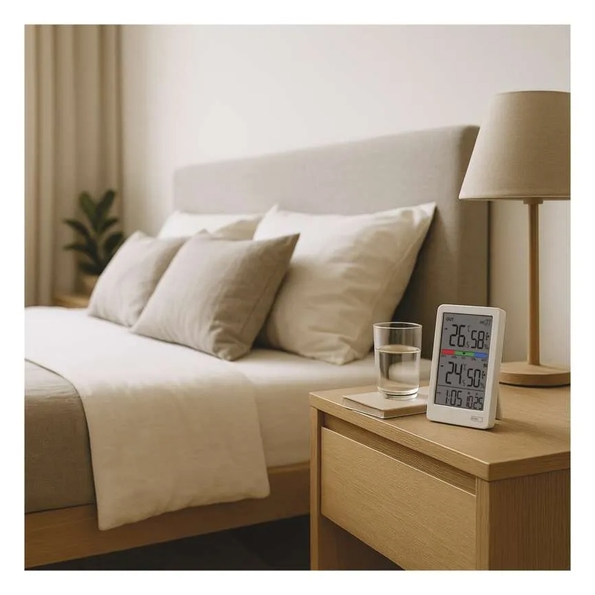 Ψηφιακό θερμόμετρο με υγρόμετρο 2xAAA λευκό