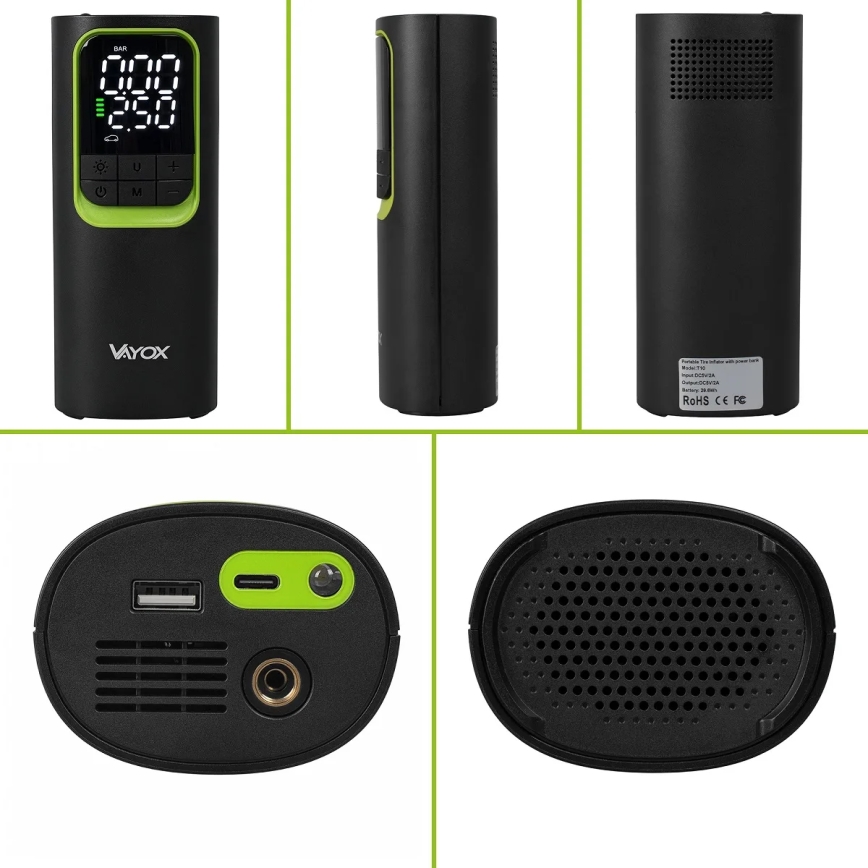 Ψηφιακός φορητός συμπιεστής τσέπης 5V 8000 mAh μαύρος